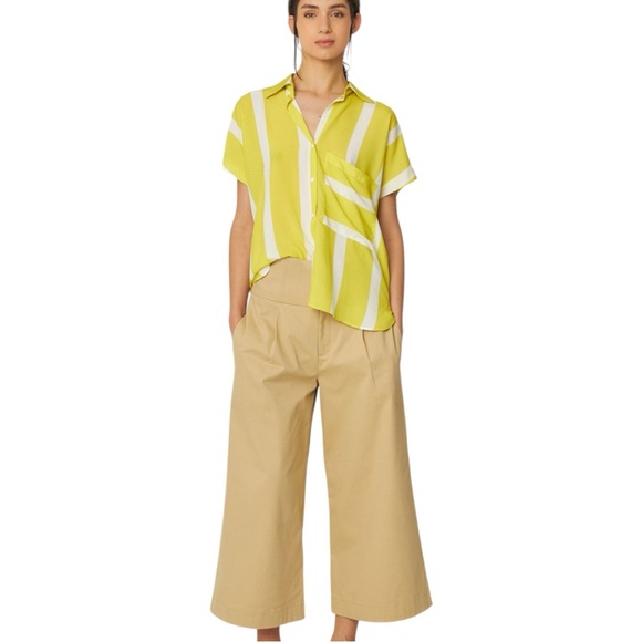 SKFK UMA Yellow White Stripe Viscose Button Up Shirt Medium Reg. $139 NWT - Picture 2 of 12